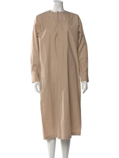 Pre-owned Organic By John Patrick Crew Neck Midi Length Dress In Neutral