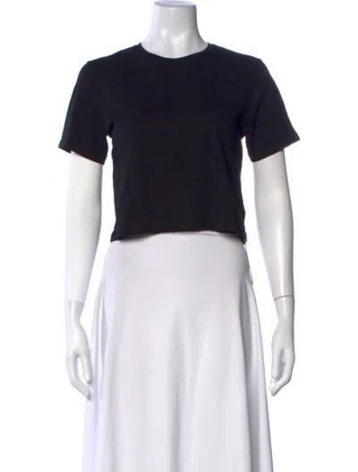 Pre-owned Organic By John Patrick Crew Neck Short Sleeve Crop Top In Black