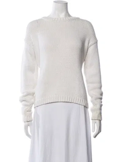 Pre-owned Organic By John Patrick Crew Neck Sweater In White