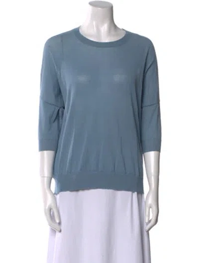 Pre-owned Organic By John Patrick Crew Neck Three-quarter Sleeve Sweatshirt In Blue