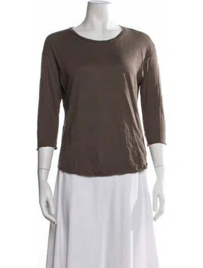 Pre-owned Organic By John Patrick Crew Neck Three-quarter Sleeve T-shirt In Brown