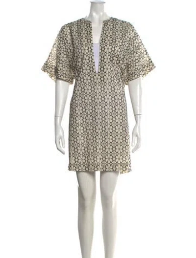 Pre-owned Organic By John Patrick Floral Print Mini Dress In Neutrals