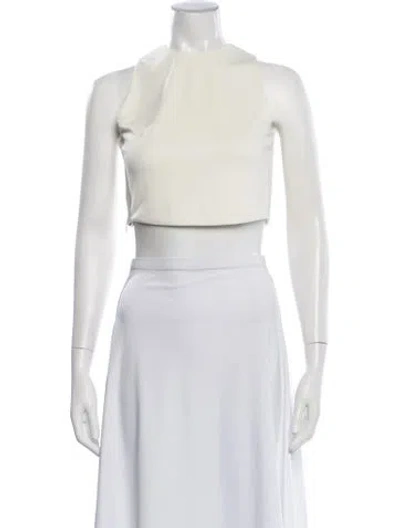 Pre-owned Organic By John Patrick Halterneck Sleeveless Crop Top In White