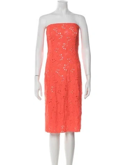 Pre-owned Organic By John Patrick Lace Pattern Knee-length Dress In Orange