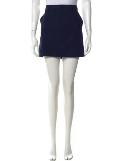 Pre-owned Organic By John Patrick Lace Trim Embellishment Mini Skirt In Blue