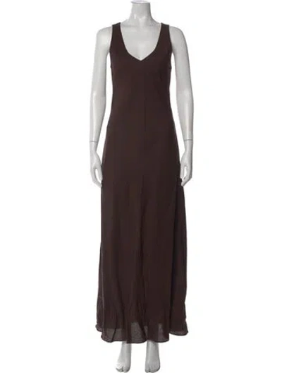 Pre-owned Organic By John Patrick Linen Long Dress In Brown