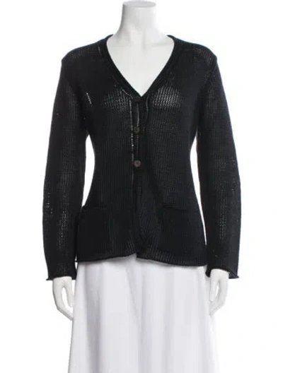 Pre-owned Organic By John Patrick Linen V-neck Sweater In Black
