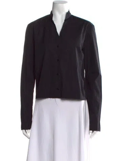 Pre-owned Organic By John Patrick Long Sleeve Button-up Top In Black