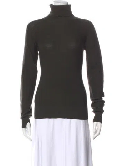 Pre-owned Organic By John Patrick Merino Wool Turtleneck Sweater In Green