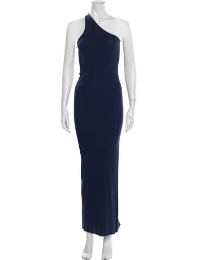 Pre-owned Organic By John Patrick One-shoulder Long Dress In Blue