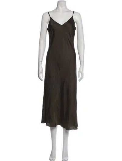 Pre-owned Organic By John Patrick One-shoulder Midi Length Dress In Brown