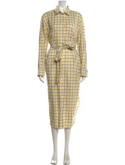 Pre-owned Organic By John Patrick Plaid Print Long Dress In Multicolor