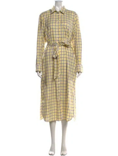 Pre-owned Organic By John Patrick Plaid Print Midi Length Dress In Multicolor