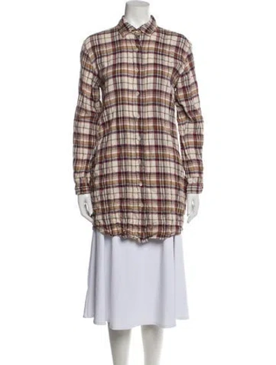Pre-owned Organic By John Patrick Plaid Print Mini Dress In Neutral