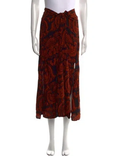 Pre-owned Organic By John Patrick Printed Midi Length Skirt In Orange