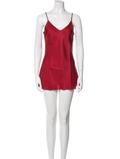 Pre-owned Organic By John Patrick Raw-edge Trim Nightgown In Red