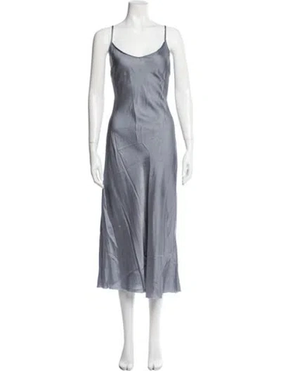 Pre-owned Organic By John Patrick Scoop Neck Long Dress In Blue