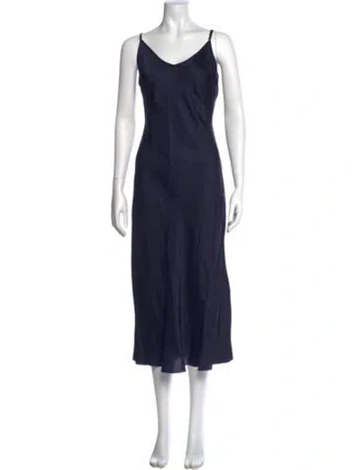 Pre-owned Organic By John Patrick Scoop Neck Long Dress In Blue