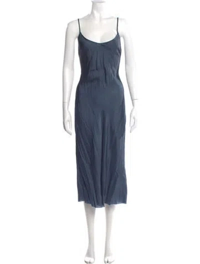 Pre-owned Organic By John Patrick Scoop Neck Long Dress In Blue