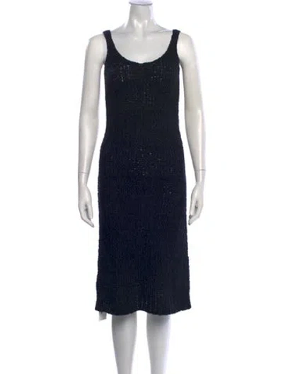 Pre-owned Organic By John Patrick Scoop Neck Midi Length Dress In Black