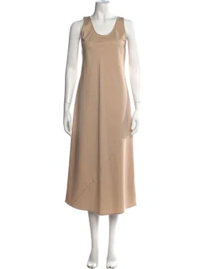 Pre-owned Organic By John Patrick Scoop Neck Midi Length Dress In Neutrals