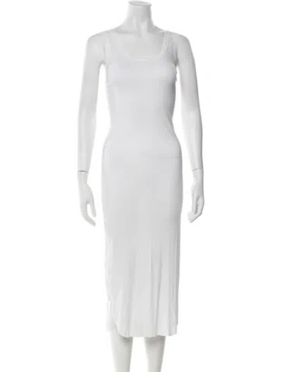 Pre-owned Organic By John Patrick Scoop Neck Midi Length Dress In White