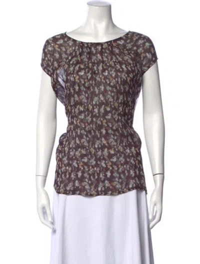 Pre-owned Organic By John Patrick Silk Floral Print Top In Multicolor