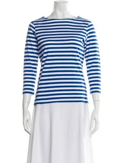 Pre-owned Organic By John Patrick Striped Bateau Neckline Top In Multi