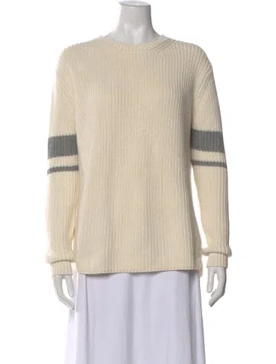 Pre-owned Organic By John Patrick Striped Scoop Neck Sweater In Neutral