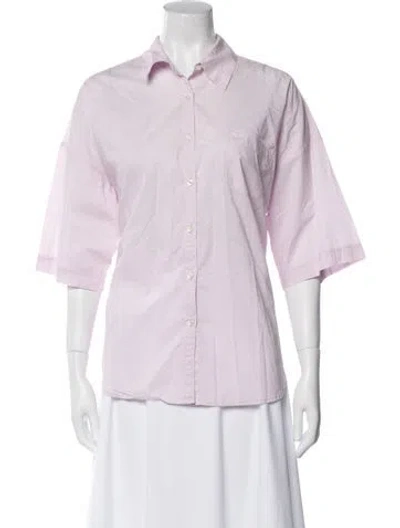 Pre-owned Organic By John Patrick Three-quarter Sleeve Button-up Top In Pink