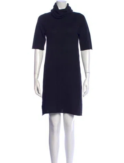 Pre-owned Organic By John Patrick Turtleneck Knee-length Dress In Blue