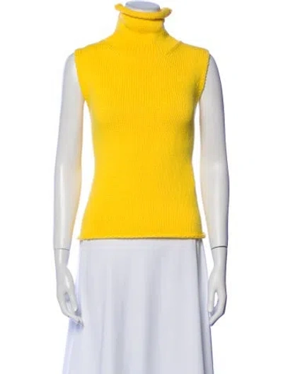 Pre-owned Organic By John Patrick Turtleneck Sweater In Yellow