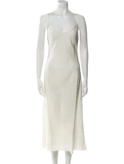 Pre-owned Organic By John Patrick V-neck Knee-length Dress In Neutral