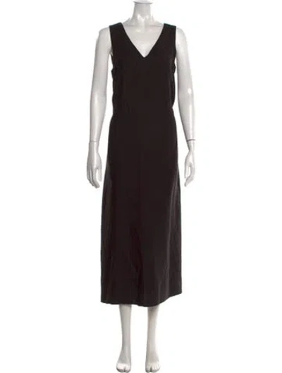 Pre-owned Organic By John Patrick V-neck Long Dress In Black