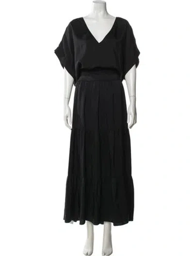Pre-owned Organic By John Patrick V-neck Long Dress In Black