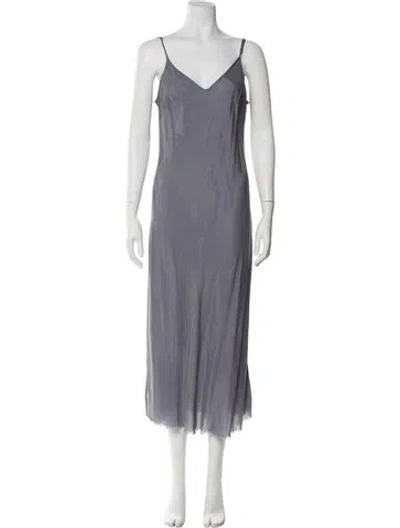 Pre-owned Organic By John Patrick V-neck Long Dress In Gray