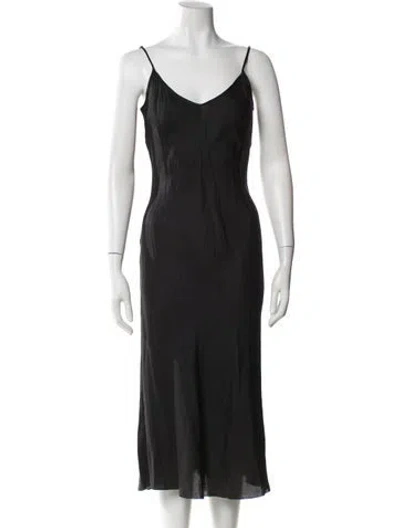 Pre-owned Organic By John Patrick V-neck Long Dress In Gray