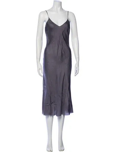 Pre-owned Organic By John Patrick V-neck Long Dress In Gray
