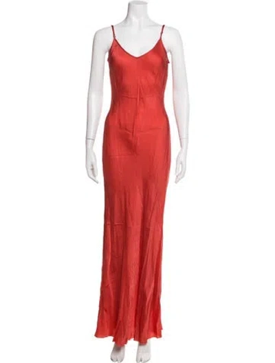 Pre-owned Organic By John Patrick V-neck Long Dress In Orange