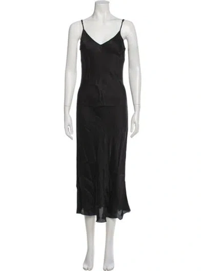 Pre-owned Organic By John Patrick V-neck Midi Length Dress In Black
