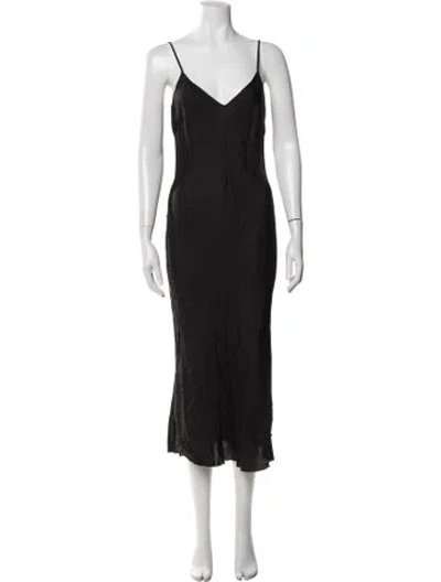 Pre-owned Organic By John Patrick V-neck Midi Length Dress In Black