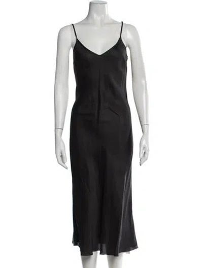 Pre-owned Organic By John Patrick V-neck Midi Length Dress In Black