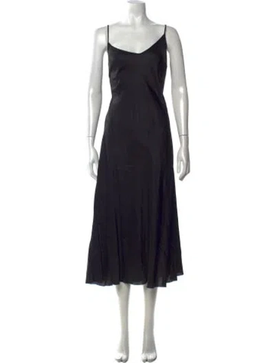 Pre-owned Organic By John Patrick V-neck Midi Length Dress In Black
