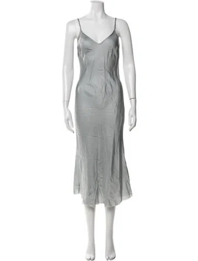 Pre-owned Organic By John Patrick V-neck Midi Length Dress In Gray