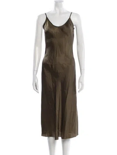 Pre-owned Organic By John Patrick V-neck Midi Length Dress In Green
