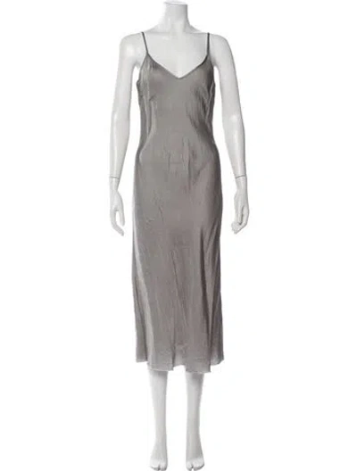 Pre-owned Organic By John Patrick V-neck Midi Length Dress In Grey