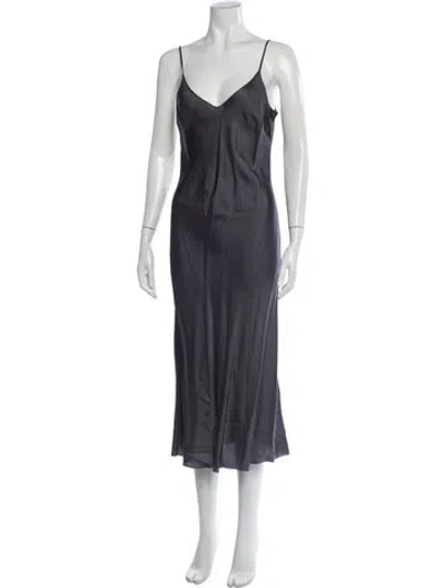 Pre-owned Organic By John Patrick V-neck Midi Length Dress In Grey