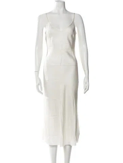 Pre-owned Organic By John Patrick V-neck Midi Length Dress In Neutral