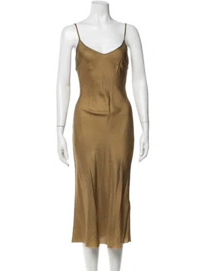 Pre-owned Organic By John Patrick V-neck Midi Length Dress In Neutral
