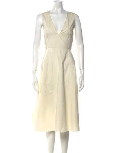 Pre-owned Organic By John Patrick V-neck Midi Length Dress In Neutrals